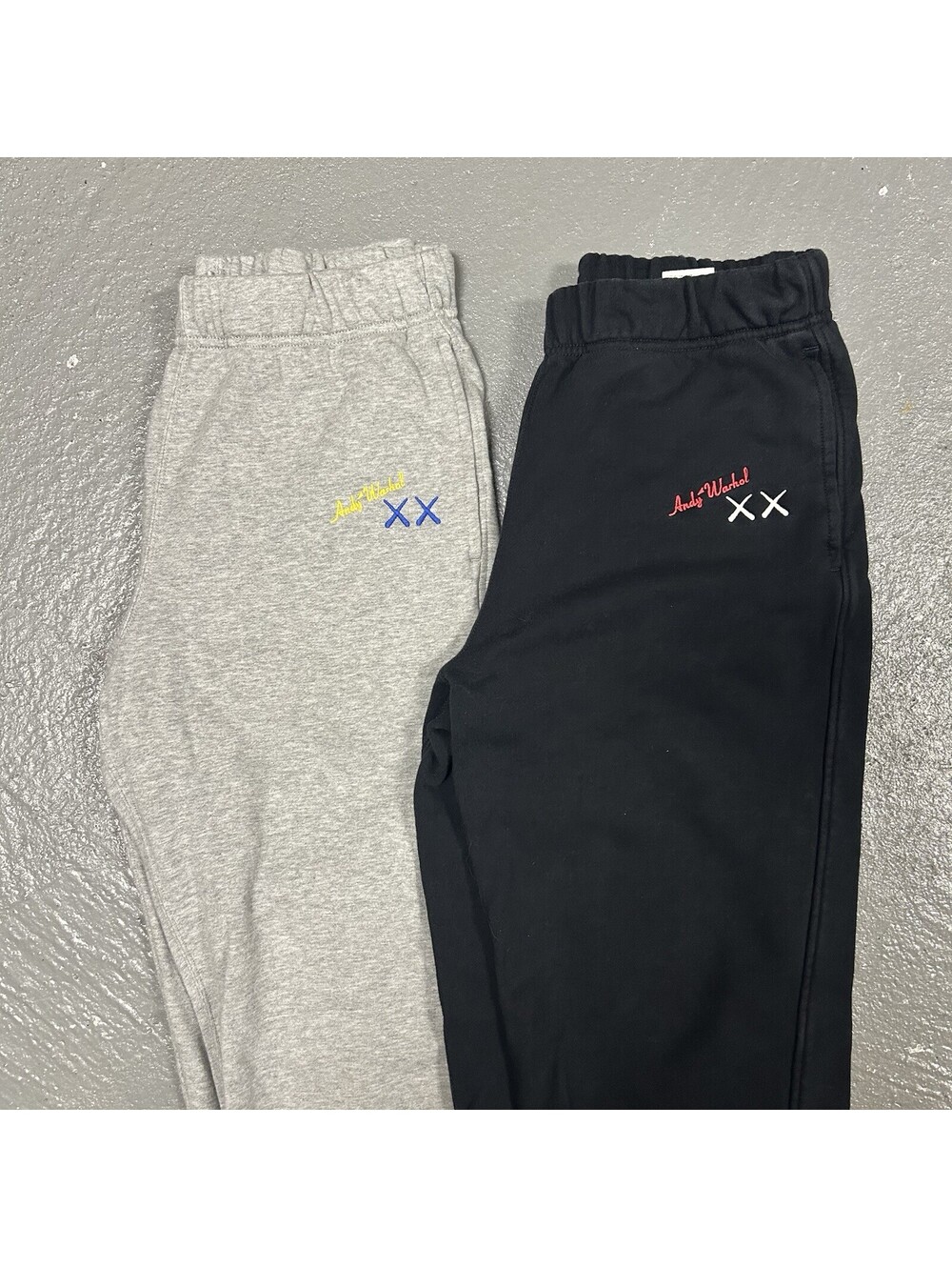 BUNDLE Kaws Uniqlo Andy Warhol Black & Grey Sweatpants Size Small